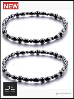 2pcs Hematite Magnetic Anklets Therapy Pain Relief Healing